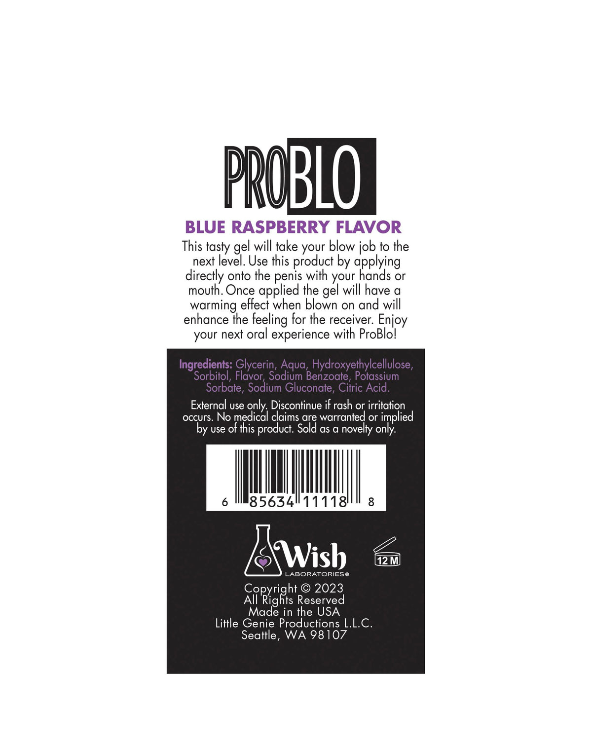 Problo Oral Pleasure Gel Blu Rasp 1.5oz