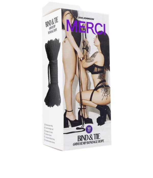 Merci Bind&tie 6mm Hemp Bondage Rope 50ft Black