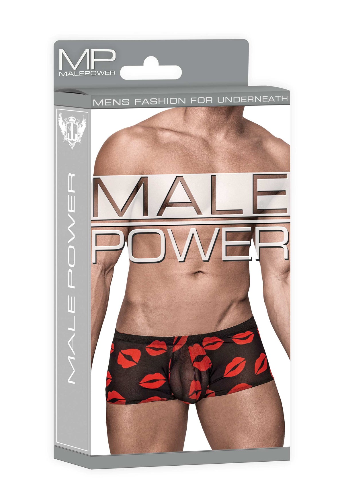 Male Power Kiss Me Mini Short Sheer Lips Large