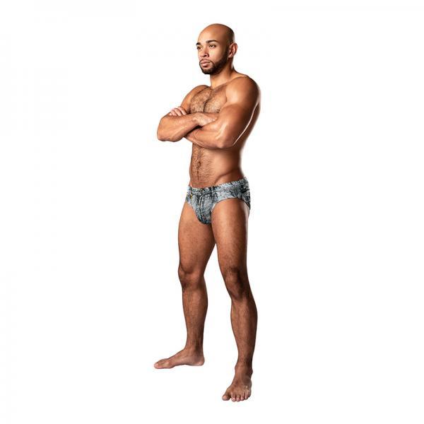 Male Power Dirty Denim Thong Denim Print L/xl