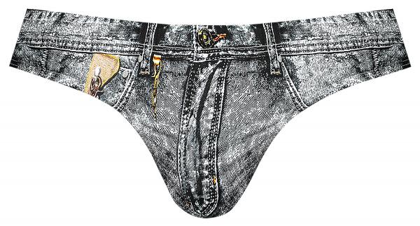 Male Power Dirty Denim Thong Denim Print L/xl