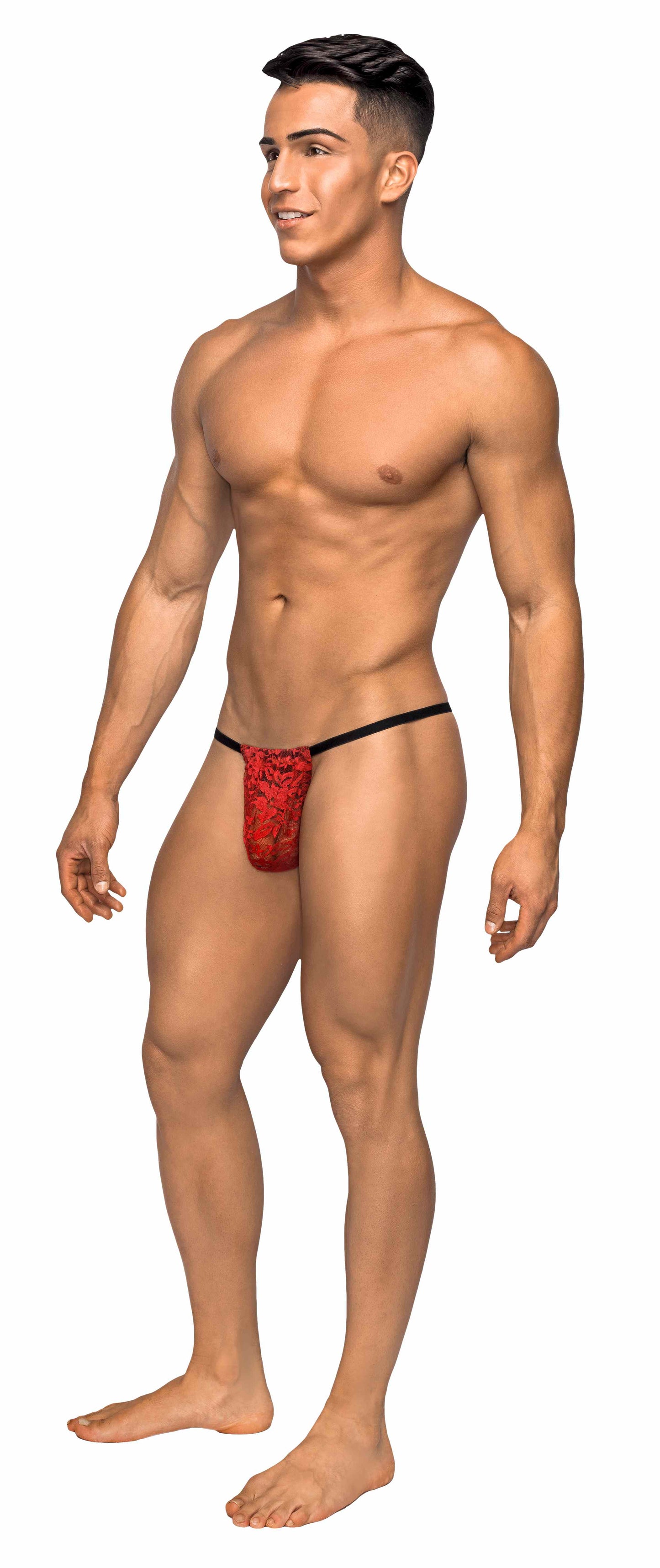 MP Stretch Lace Posing Strap Red O/S
