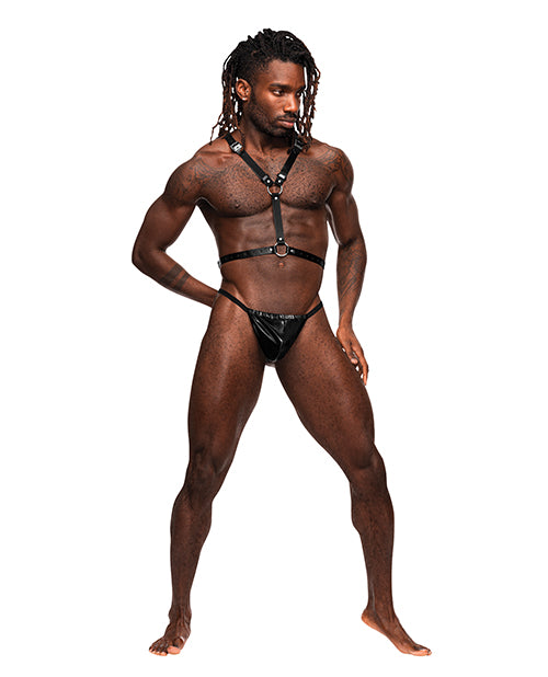 Sagittarius Pu Leather Chest & Winged Back Harness Black O/s