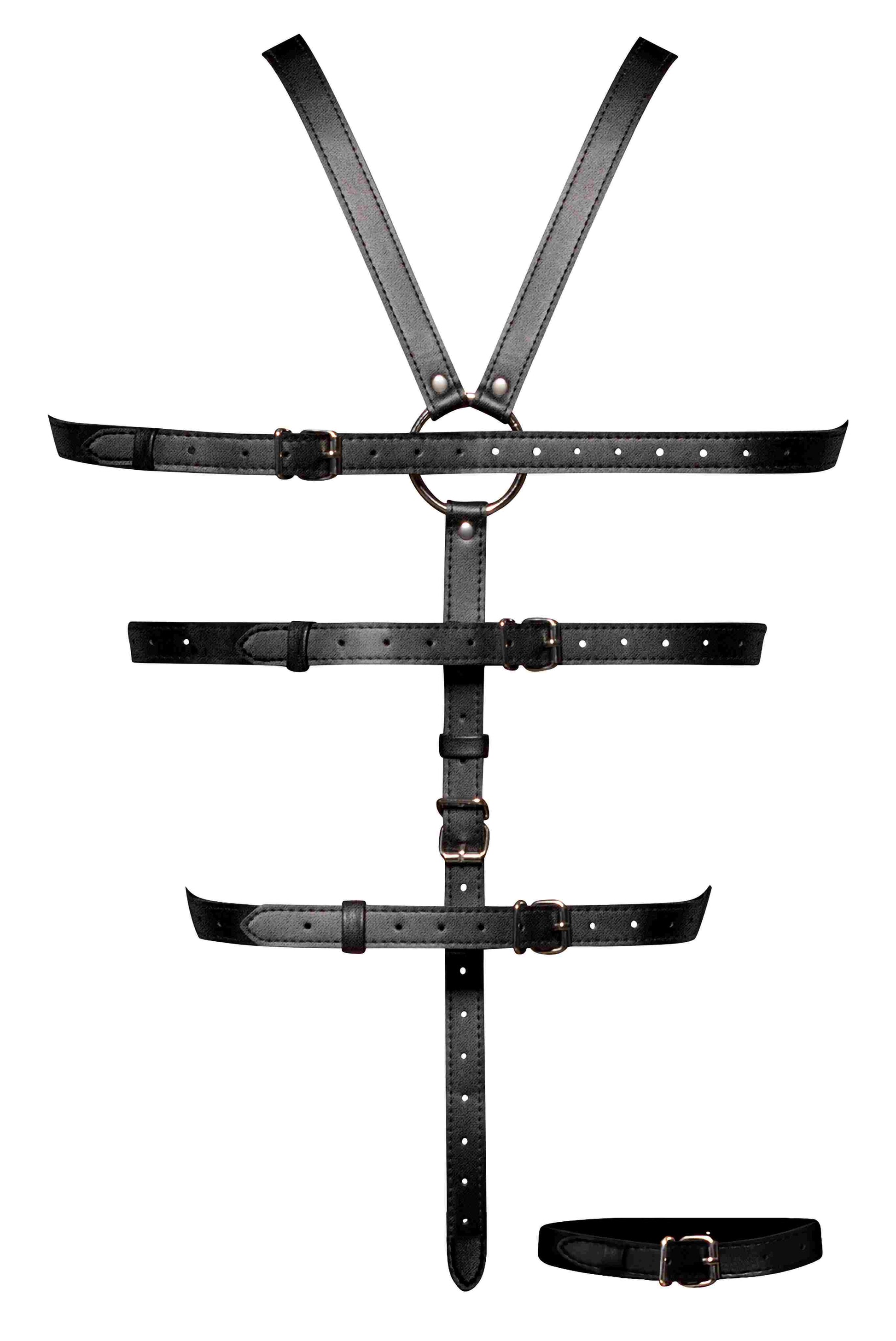 Lust Pu Leather Ellona Body Harness Black O/s