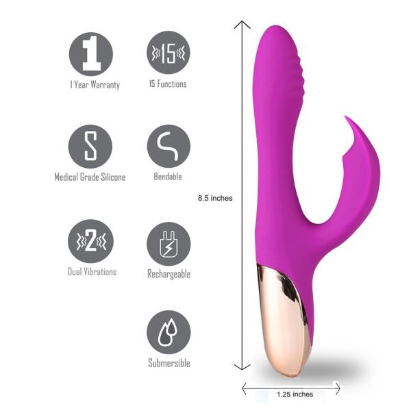 Skyler Rechargeable Silicone Bendable Rabbit Purple