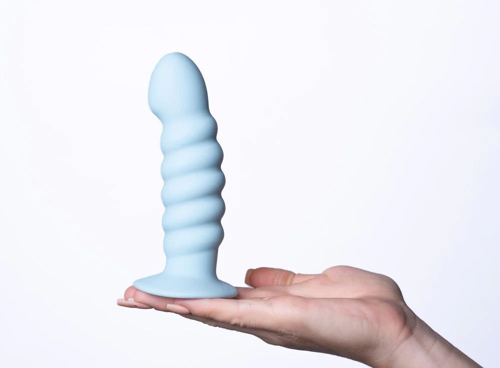 Paris 6 inches Blue Silicone Ribbed Dong