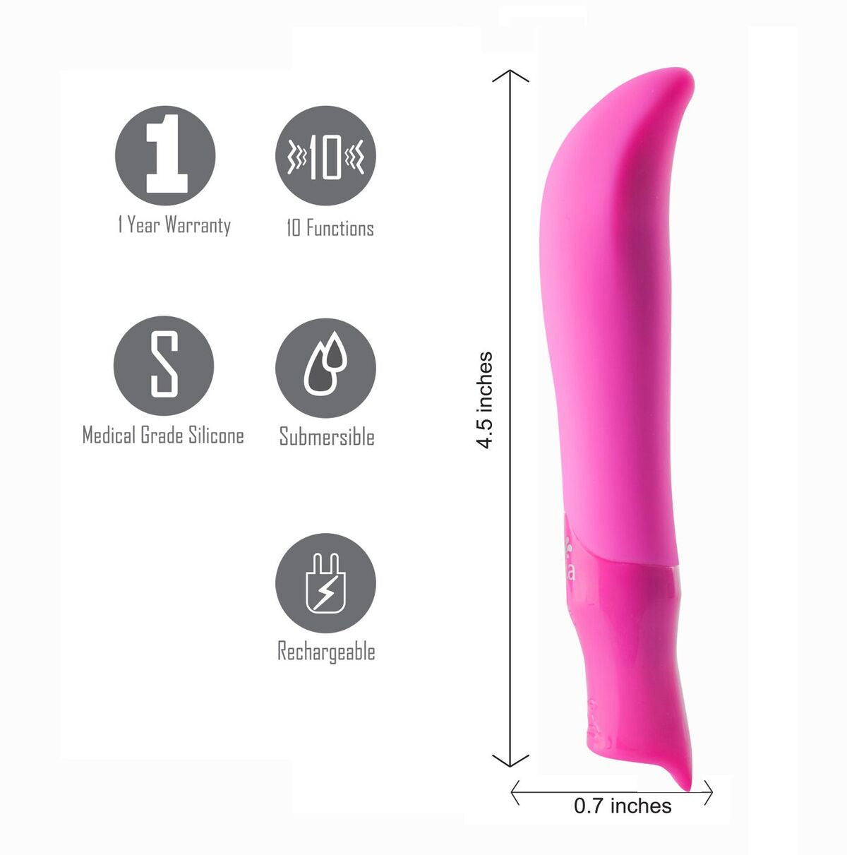 Maddie Rechargeable Silicone Bulllet Vibrator Pink
