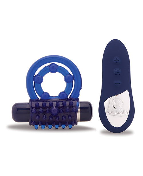 Sensuelle Remote Control Cockring 15 Function Rechargeable Waterproof -blue