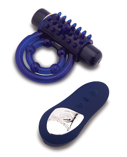 Sensuelle Remote Control Cockring 15 Function Rechargeable Waterproof -blue