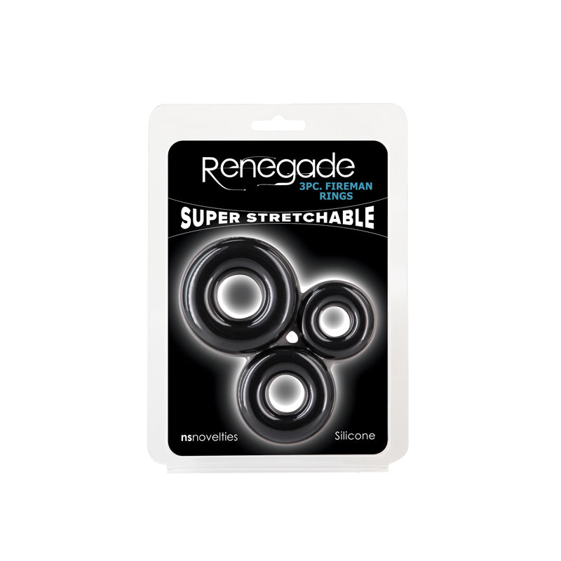 Renegade Fireman Rings 3-piece Cock Ring Kit Black