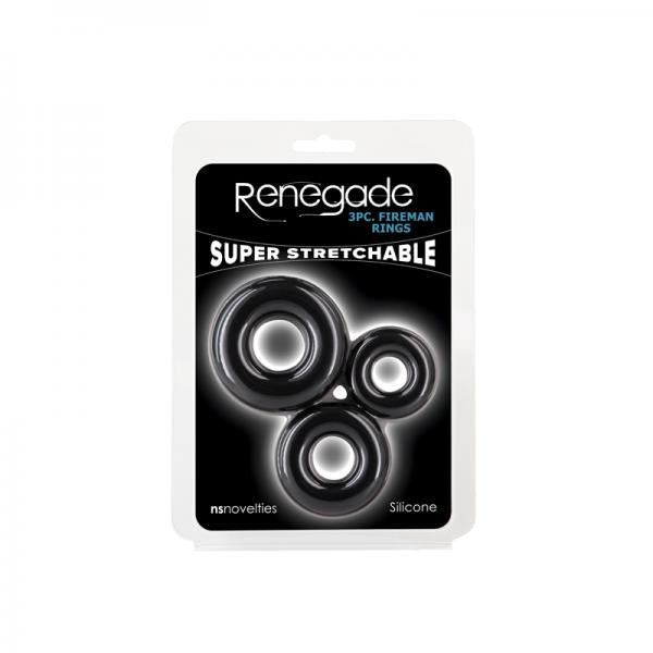 Renegade Fireman Rings 3-piece Cock Ring Kit Black