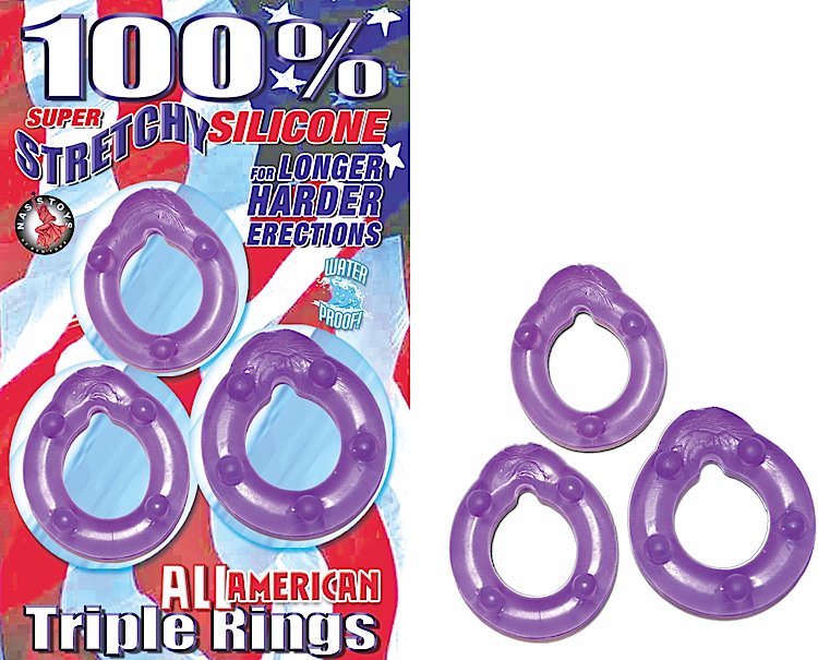 All American Triple Rings (Clear/Purple)