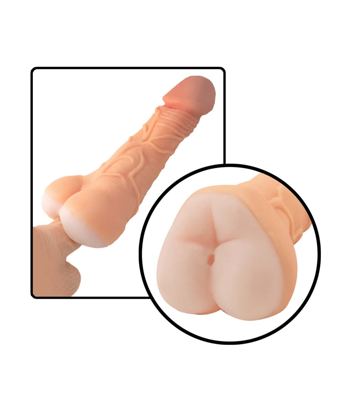 Realcocks Self Lubricating 9 In. 3-in-1 Masturbator Beige