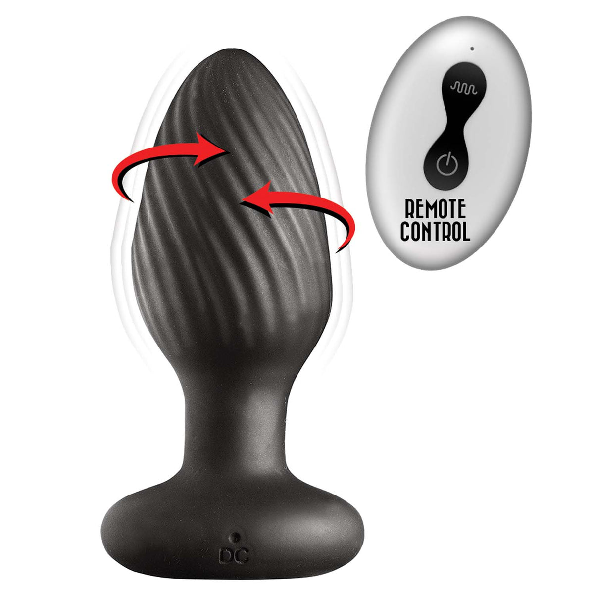 Ass-sation Remote Vibrating And Rotating Anal Plug Black