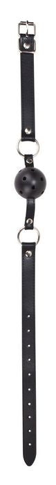 Shots Ouch Ball Gag w/Leather Straps - Black