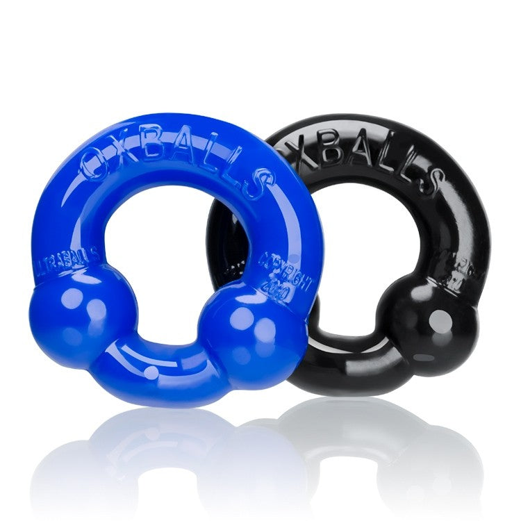 Oxballs Ultraballs Cock Rings - Black/Police Blue Pack of 2