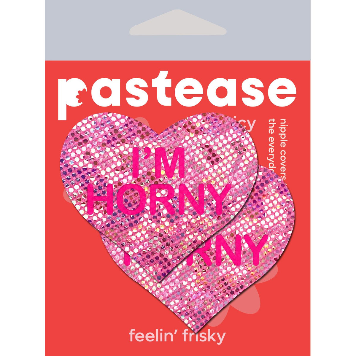 Pastease I'm Horny Heart Pasties Pink Red O/S