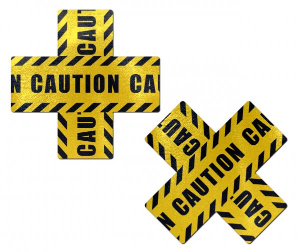 Pastease Caution Cross X Black Yellow Pasties O/S