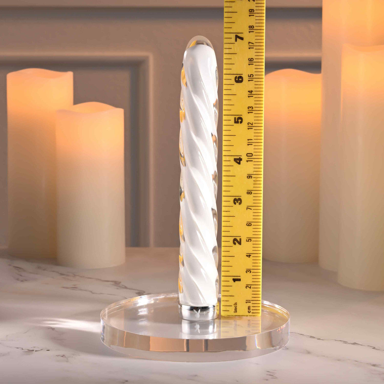 Playboy In A Twist Rechargeable Vibrating Glass Vibe White