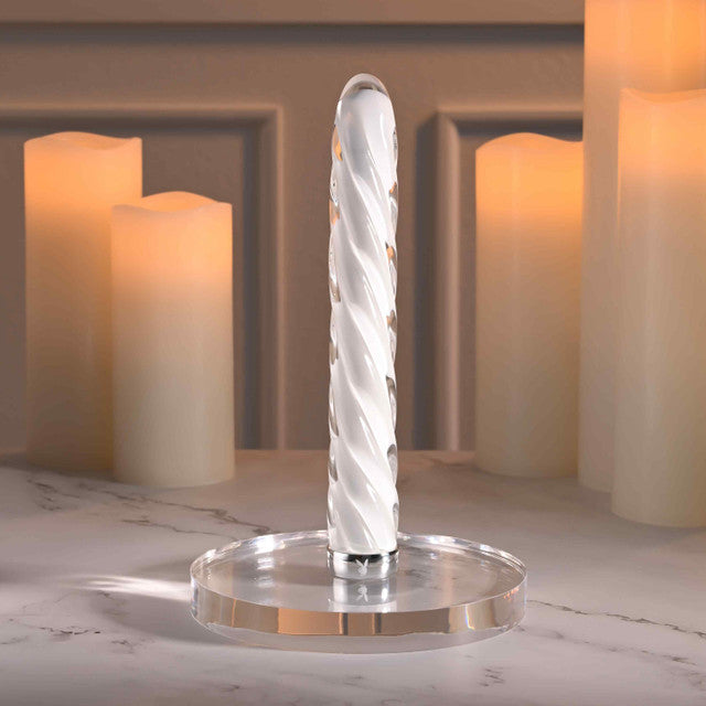 Playboy In A Twist Rechargeable Vibrating Glass Vibe White