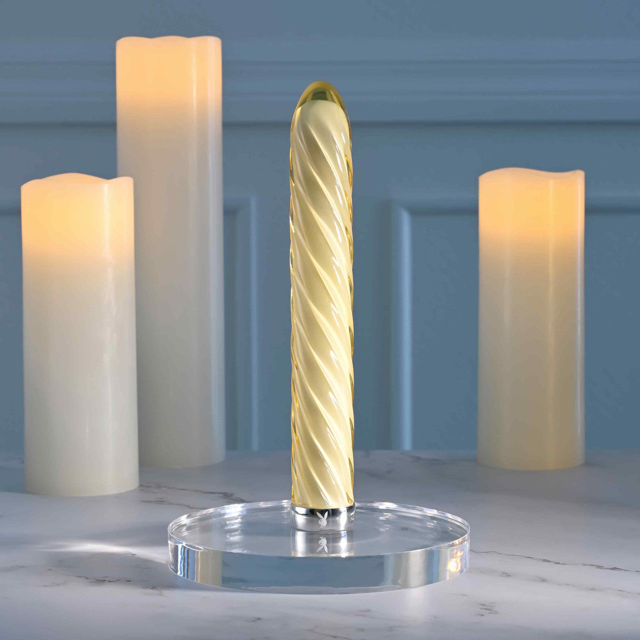 Playboy Twist Of Fate Rechargeable Vibrating Glass Vibrator Yellow
