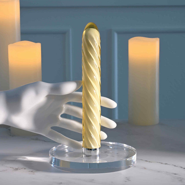 Playboy Twist Of Fate Rechargeable Vibrating Glass Vibrator Yellow