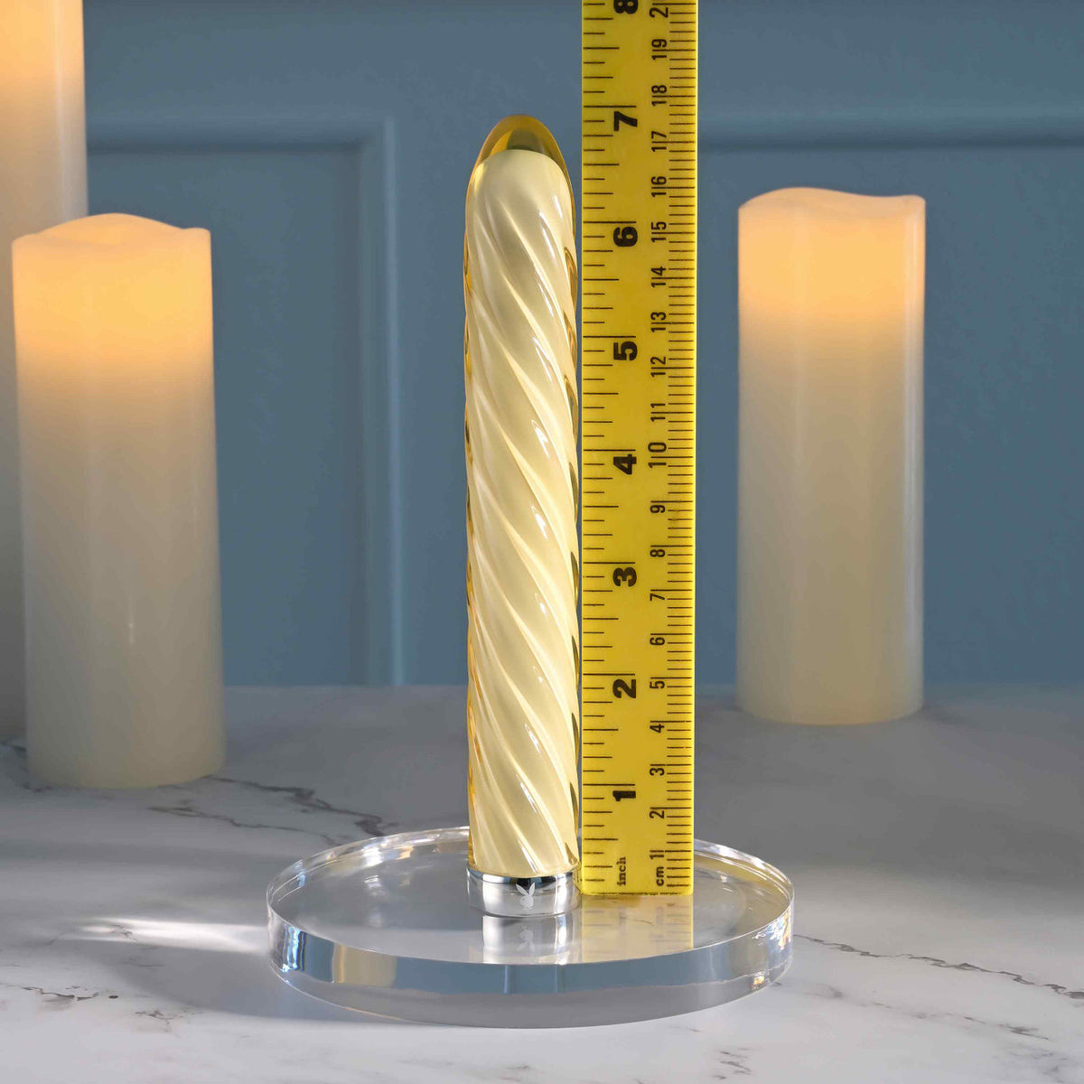Playboy Twist Of Fate Rechargeable Vibrating Glass Vibrator Yellow