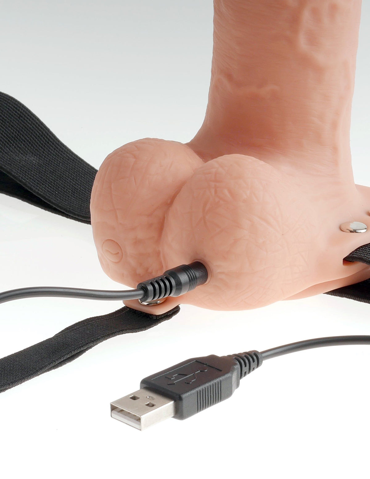 Fetish Fantasy 7in Hollow Rechargeable Strap-on With Balls, Flesh