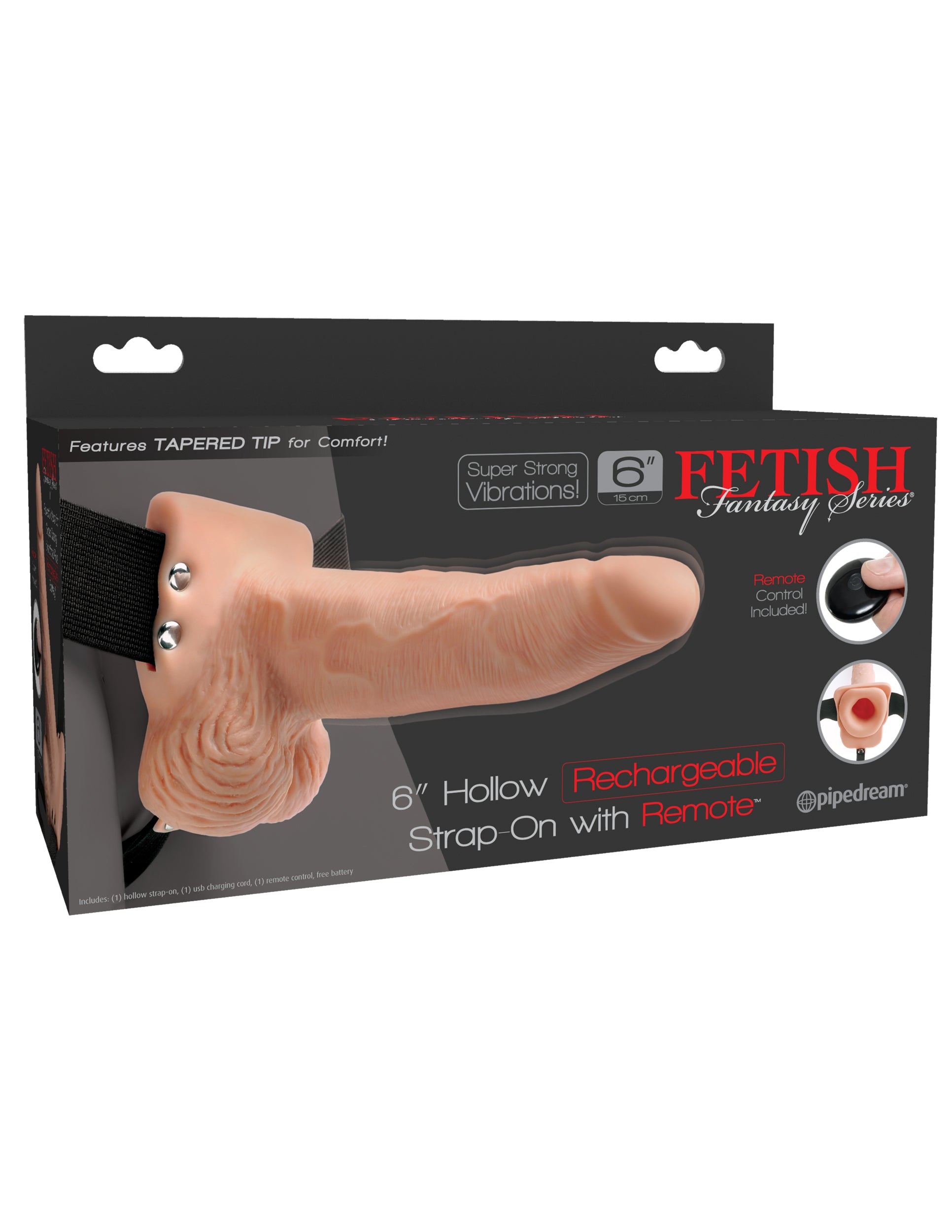 Fetish Fantasy 6in Hollow Rechargeable Strap-on With Remote, Flesh