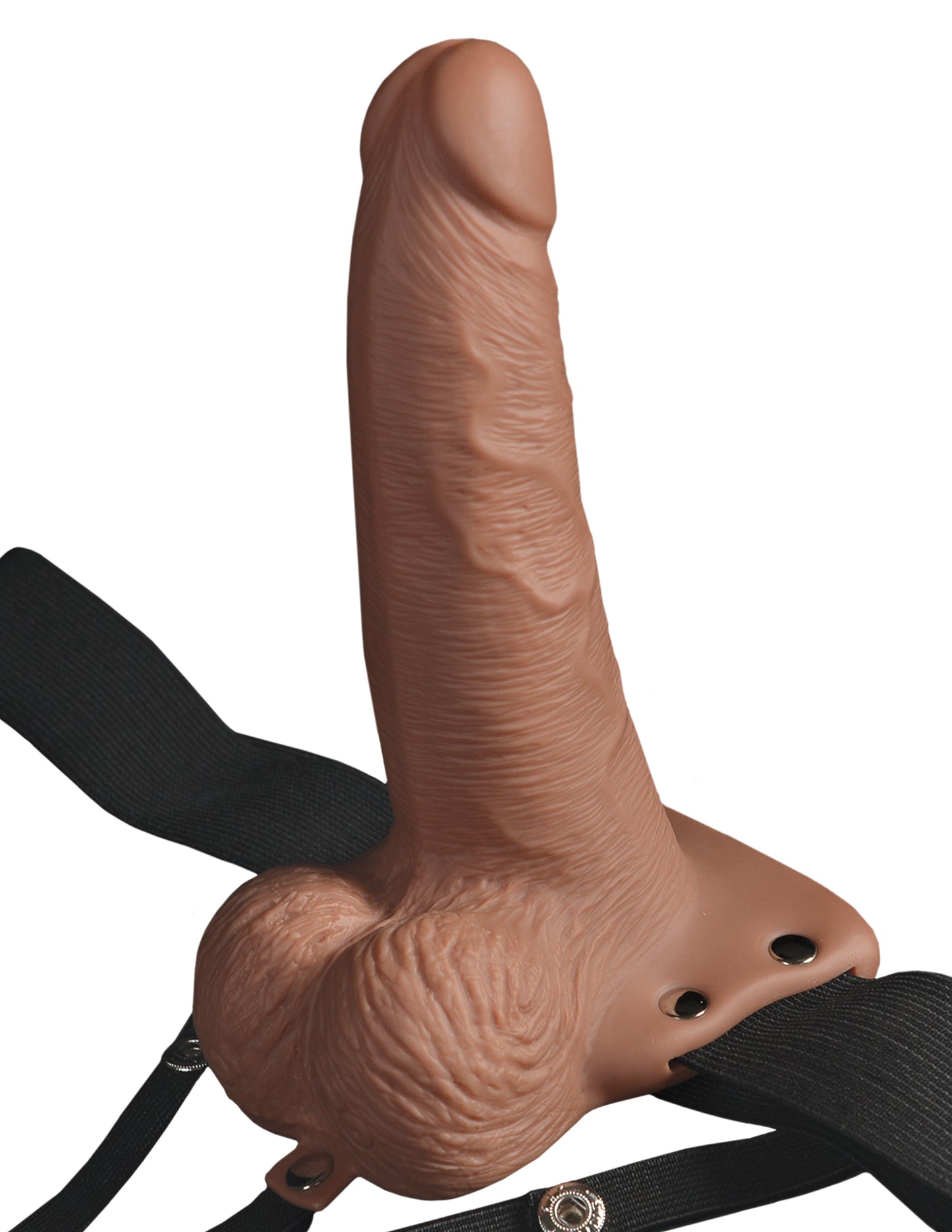 Fetish Fantasy 6in Hollow Rechargeable Strap-on With Balls, Tan