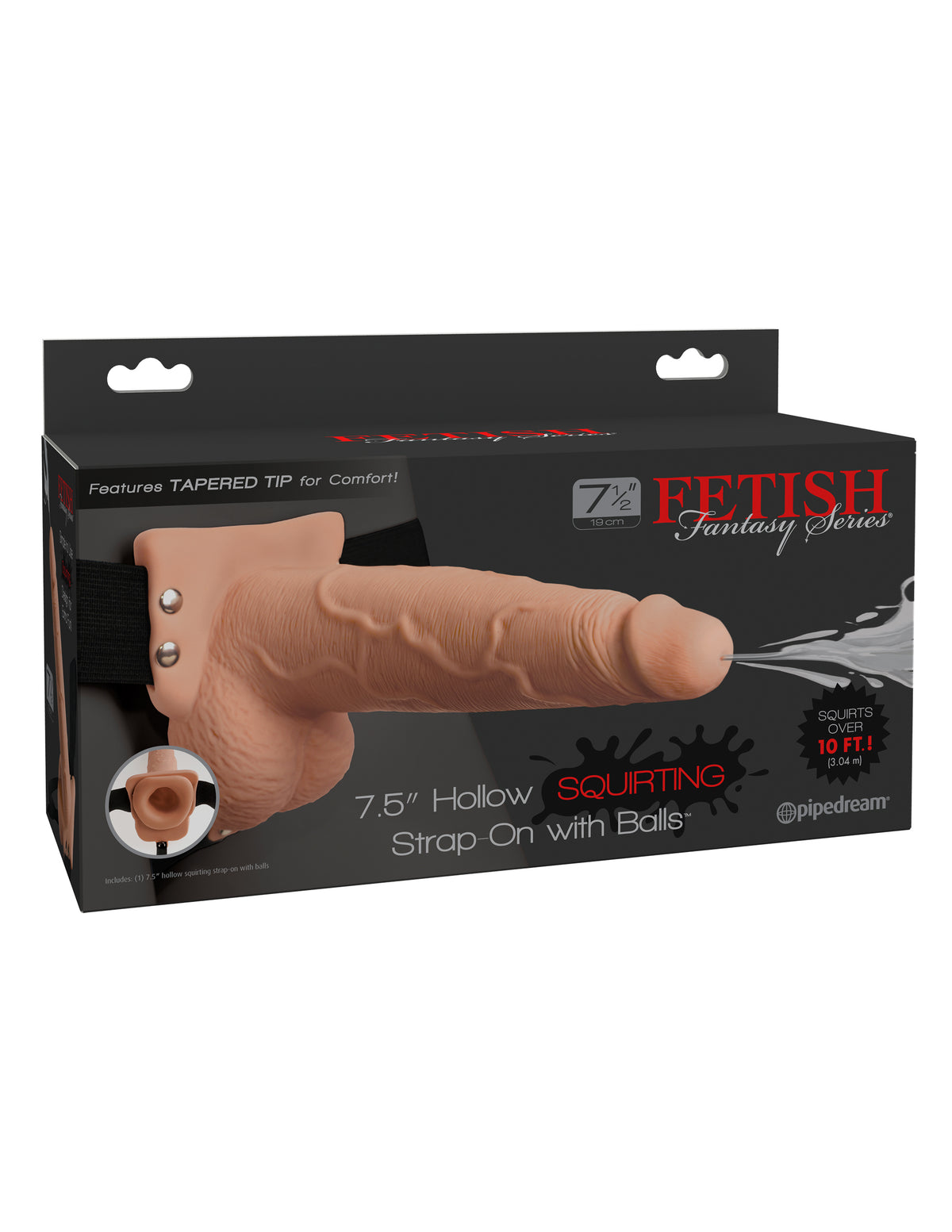 Fetish Fantasy 7.5in Hollow Squirting Strap-on With Balls, Flesh
