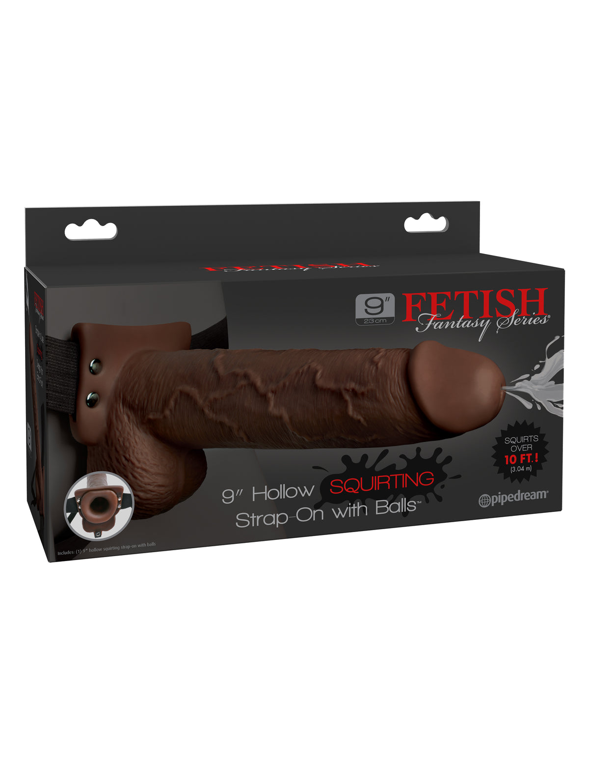 Fetish Fantasy Series 9 Hollow Squirting Strap On w/Balls - Brown