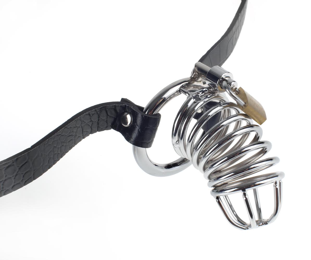 Chastity Belt with Lock Steel Black
