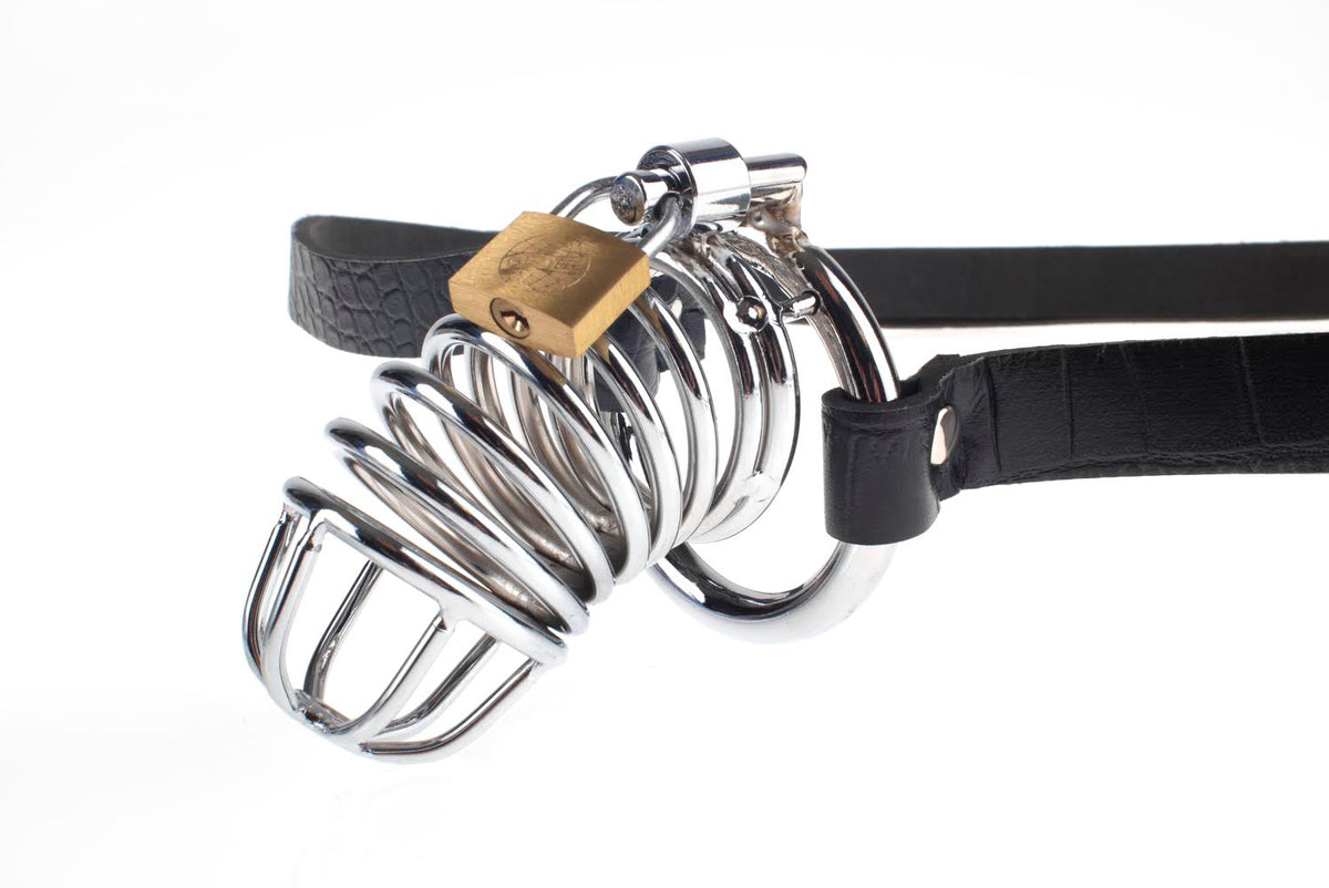 Chastity Belt with Lock Steel Black