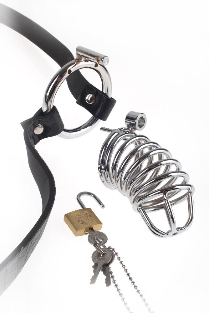 Chastity Belt with Lock Steel Black