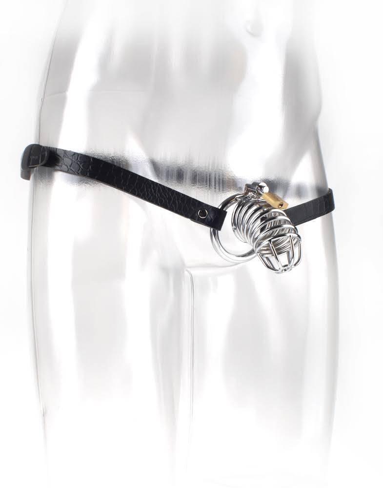 Chastity Belt with Lock Steel Black