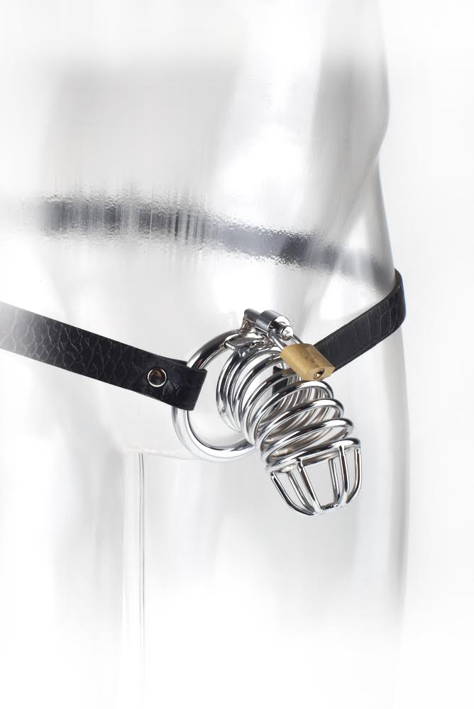 Chastity Belt with Lock Steel Black