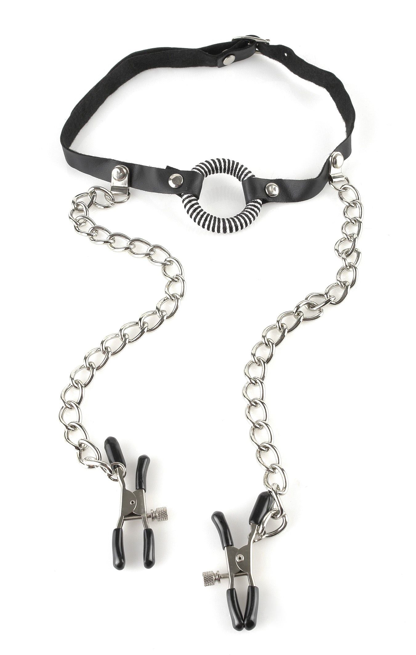 Fetish Fantasy O-Ring Gag With Nipple Clamps