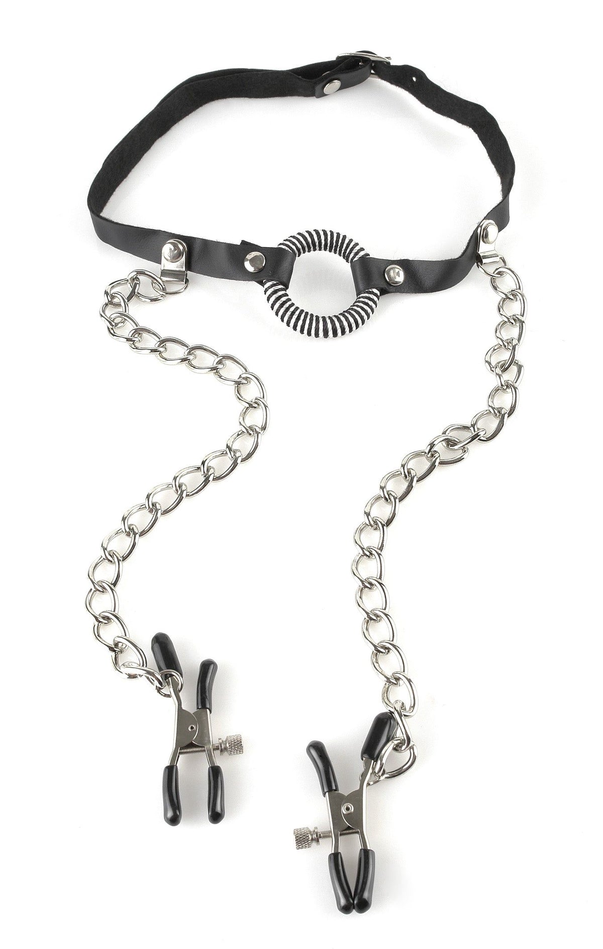 Fetish Fantasy O-Ring Gag With Nipple Clamps