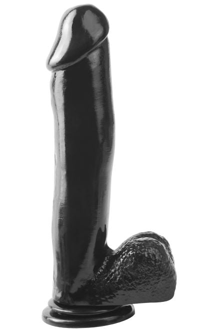 Basix Rubber 12 Inch Dong With Suction Cup Black