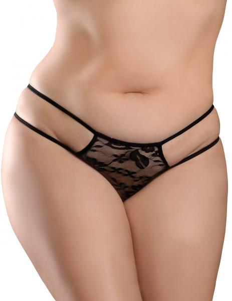 Hookup Crotchless Pleasure Pearls Black Fits Size Xl-xxl
