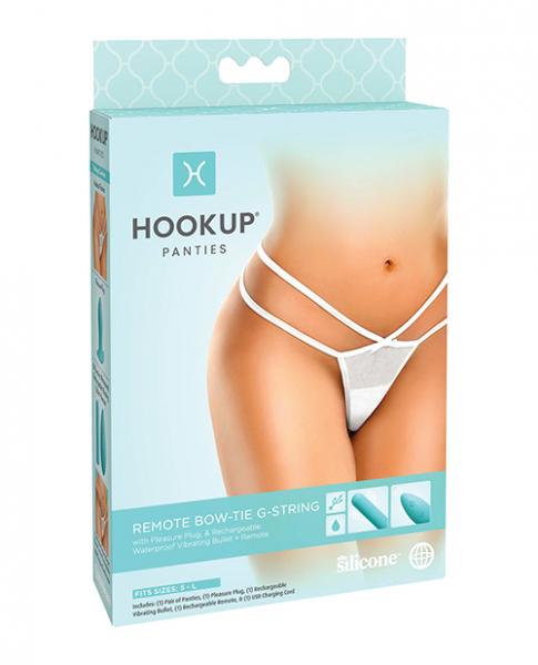 Hookup Remote Bow-tie G-string White Fits Size S-l