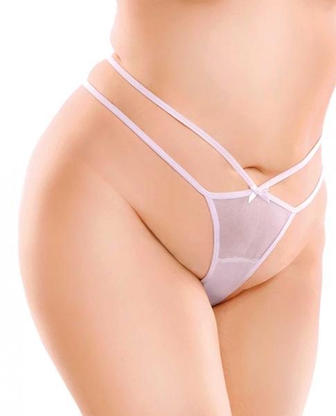 Hookup Remote Bow-tie G-string White Fits Size Xl-xxl