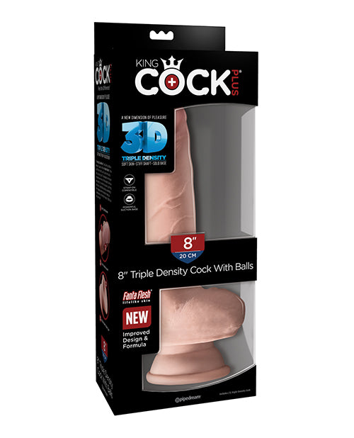 King Cock Triple Density 8 inches Cock, Balls Beige Dildo