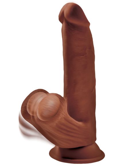 King Cock Plus 8 In. Triple Density Cock With Swinging Balls Brown