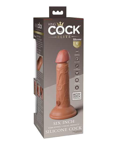 King Cock Elite Vibrating Silicone Dual-density Cock 6 In. Tan