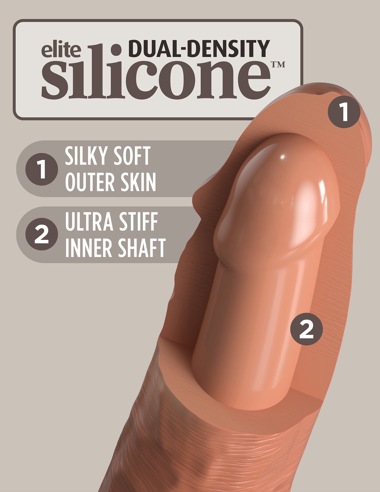 King Cock Elite Vibrating Silicone Dual-density Cock 6 In. Tan