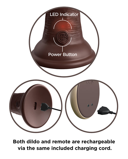 King Cock Elite Vibrating Silicone Dual-density Cock With Remote 7 In. Brown
