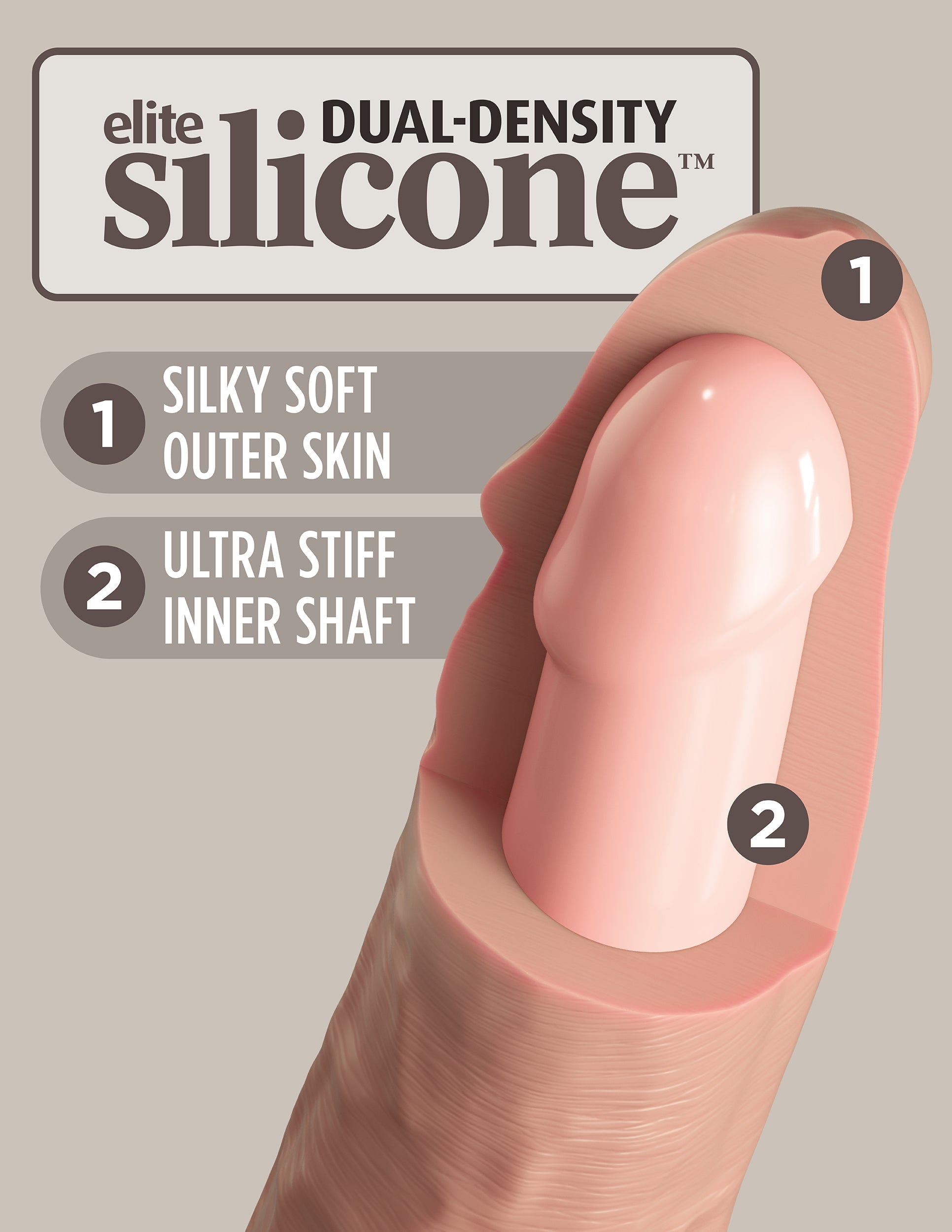 King Cock Elite Vibrating Silicone Dual-density Cock With Remote 9 In. Light