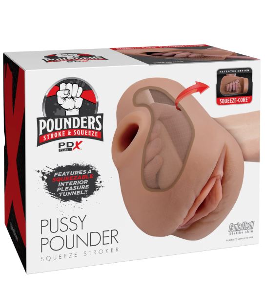 PDX Plus Pussy Pounder Squeeze Stroker - Brown